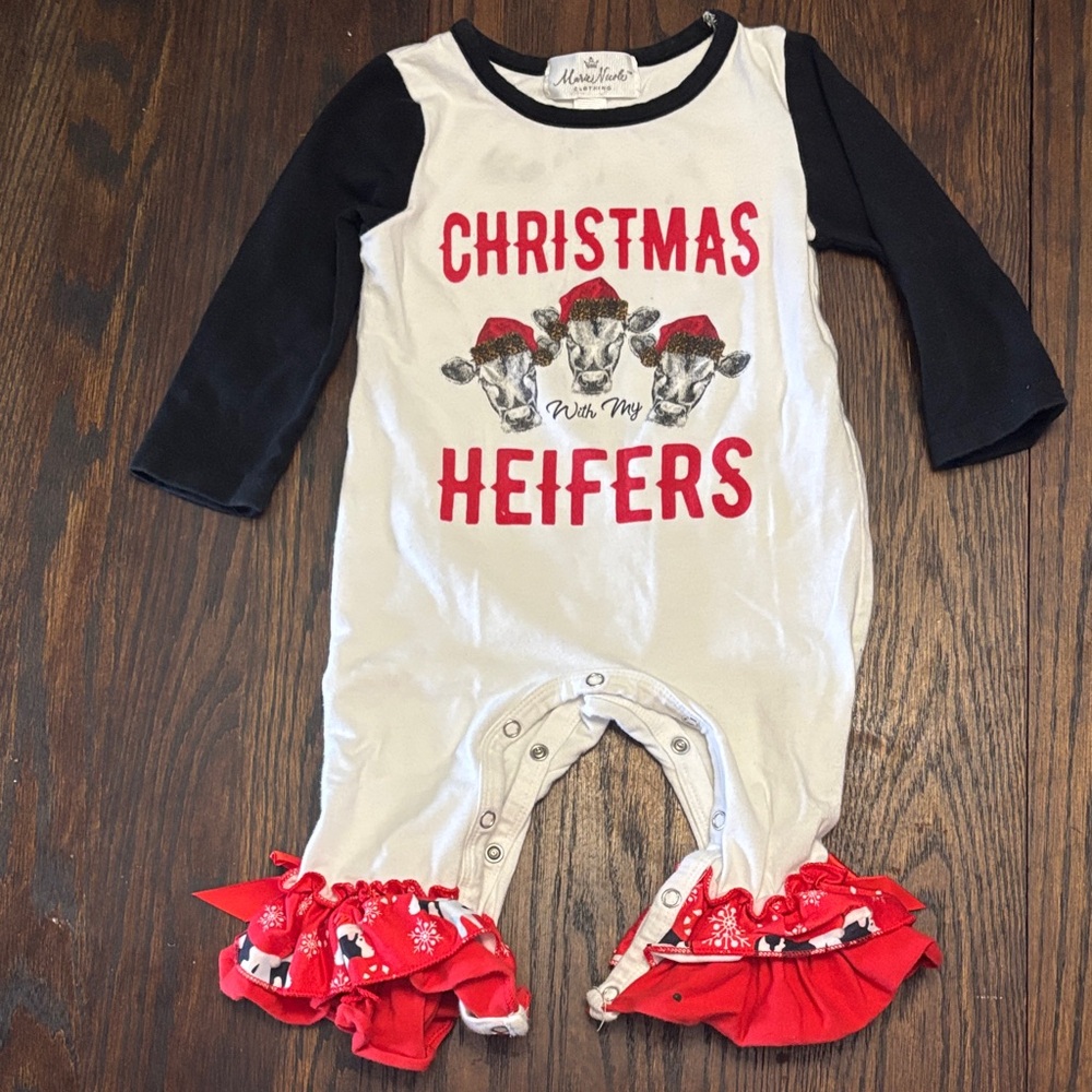 Marie Nicole Christmas Heifers One Piece - Red, Black, and White